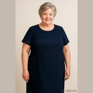 R&M RICHARDS Woman Plus 22W Navy Beaded Mother of‎ Groom Midi Dress Evening